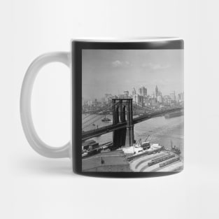 Brooklyn Bridge & New York Skyline, 1920. Vintage Photo Mug